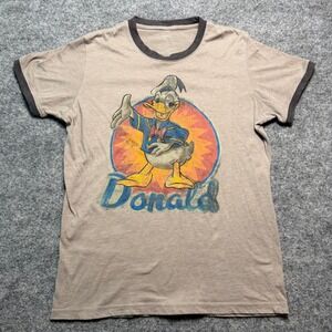 Disney Donald Duck T-Shirt Large Ringer Graphic Short Sleeve Retro Vintage Style
